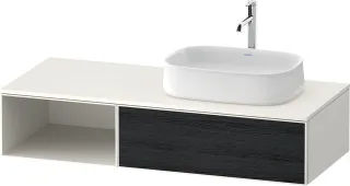 Duravit Zencha Konsolenwaschtischunterbau wandhängend Eiche Schwarz & Weiß Matt & Supermatt 1300x550 ZE4819016840000