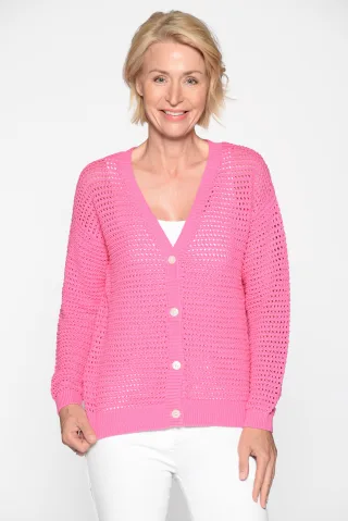CLARINA - V-Cardigan, 1/1 Arm, uni pink - Gr. - 46