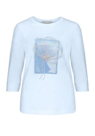 Bianca - Shirt mit 3/4-Arm und grafischem Frontprint blau - Gr. - 48