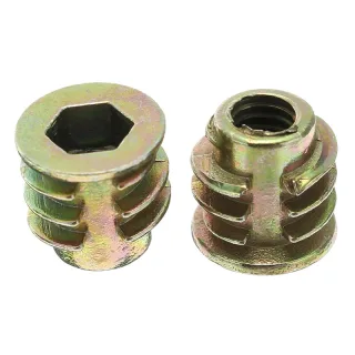 Suleve 50Pcs M4ZN1 M4 8mm Zinc Alloy Wood Furniture Hex Socket Drive Head Screw-in Threaded Insert Nut