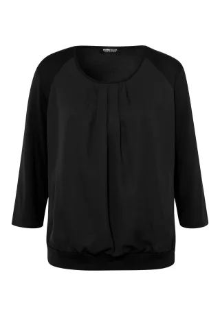 FRANK WALDER - Blusenshirt NOS im Materialmix schwarz - Gr. - 42