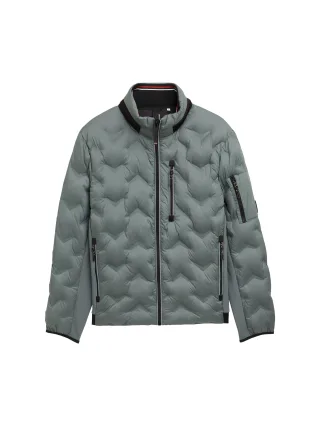 Tom Tailor - Hybrid Steppjacke mit verstaubarer Kapuze washed jasper green - Gr. - XXL