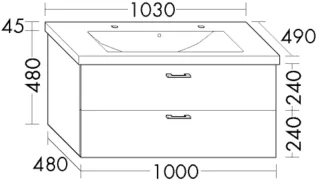 Burgbad Keramik Waschtisch-Set Sys30 PG2 Echo Anthrazit Hochglanz/Alpinweiss, SFAZ103F0945C0001 SFAZ103F0945C0001