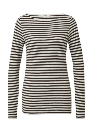 s.Oliver - T-Shirt braun|weiß - Gr. - 44
