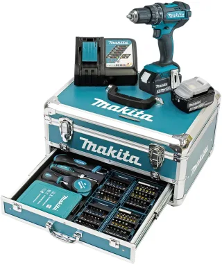 Makita Akku-Schlagbohrschrauber "DHP482RFX9" 18V • 62 Nm, inkl. 2xAkkus 18V/3Ah/Ladegerät, Zubehör und Koffer