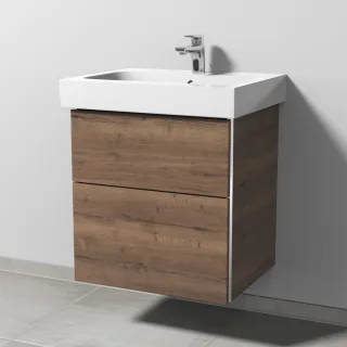 Sanipa 3way Waschtischunterbau zu Geberit iCon Waschtisch mit 2 Auszügen, Eiche-Tabak BR65050