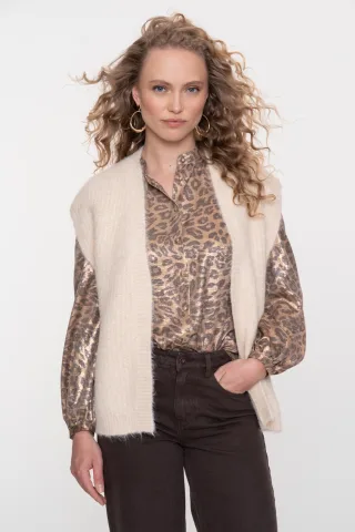 Geisha Fashion Women - Gilet hairy off-white - Gr. - XXL