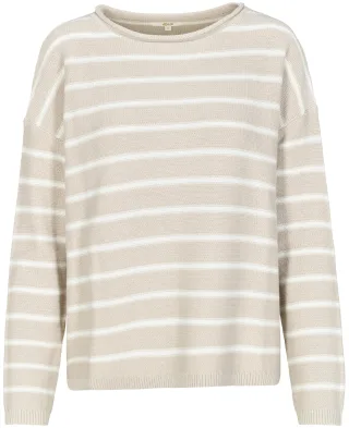 zab company - Da. Rdh-Pullover, Streifen beige ringel - Gr. - XXL