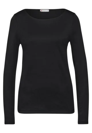 Street One - Shirt mit U-Boot-Ausschnitt schwarz - Gr. - 38