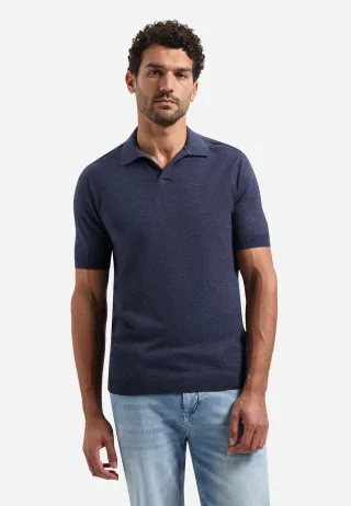 No Excess - Pullover Short Sleeve V-Polo Melange night - Gr. - M