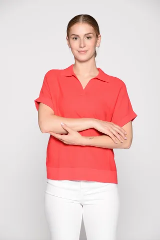 IN LINEA - Pullover, Polo-Kragen, 1/2-Arm 449 summer red - Gr. - 48