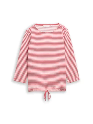 Tom Tailor - Langarmshirt mit Knopf-Details pink offwhite regular stripe - Gr. - XXXL