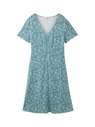 Tom Tailor - Jerseykleid green abstract leaf print - Gr. - 34