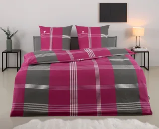 TOM TAILOR HOME Bettwäsche "Ole" 3 Stk. karierte Bettwäsche aus Baumwolle, mit Reißverschluss