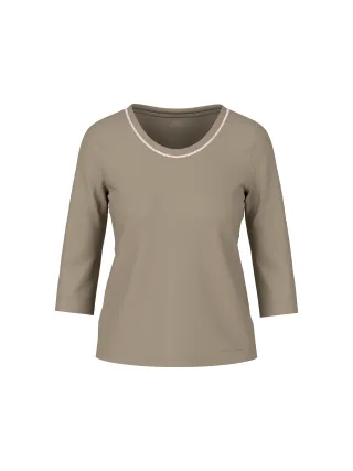 Marc Cain Collections - T-Shirt mit Perlenbesatz sage powder - Gr. - 36