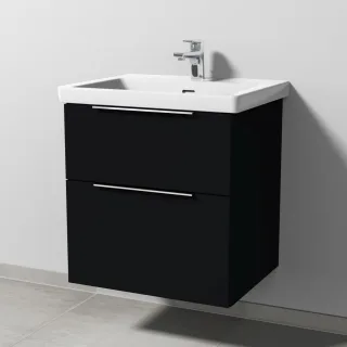 Sanipa 3way Waschtischunterbau zu Villeroy & Boch Subway 3.0 Waschtisch mit 2 Auszügen, Schwarz-Matt UF84608