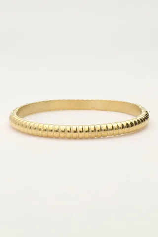 My Jewellery - Bold rechteckiger Armreif mit Riefung gold - Gr. - OS