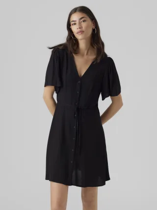 VERO MODA - VMALBA SS SHORT DRESS WVN NOOS black - Gr. - S
