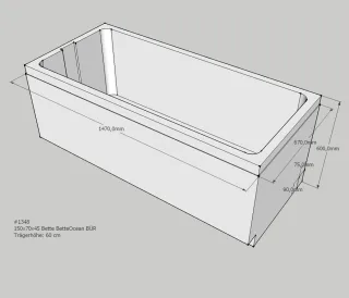 Neuesbad Wannenträger für Bette Ocean 1500x700 Überlauf vorn SW16151
