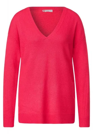 Street One - Pullover mit V-Ausschnitt rot - Gr. - 34