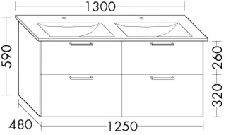 Burgbad Waschtischunterschrank Sys30 PG3 Diago 580x1250x480 Salbeigrau Matt, WVBT125F5966 WVBT125F5966