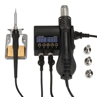 [EU Direct]Drillpro 2 in 1 750W 220V Soldering Station with Hot Air Heater and Iron Dual LCD Digital Display Compact Des
