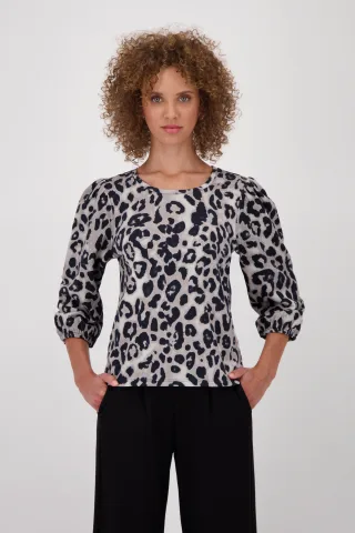 monari - Sweatshirt mit Leopardenprint greige gemustert - Gr. - 40