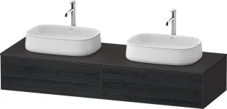 Duravit Zencha Konsolenwaschtischunterbau wandhängend Eiche Schwarz & Graphit Matt & Supermatt 1600x ZE4815B16800000