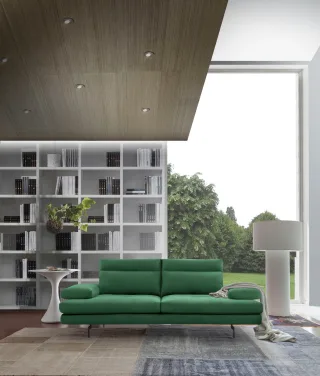 CALIA ITALIA 3-Sitzer "Toby Wing, 208 cm breit, Designsofa, hochwertige Verarbeitungsdetails" inkl. Sitztiefenverstellung und Armteilfunktion, Füße in Schwarz matt