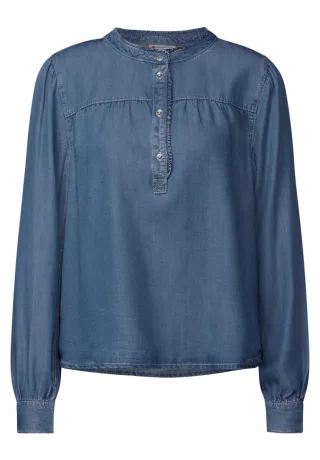Street One - Jeansbluse mit Rüschen blau - Gr. - 34