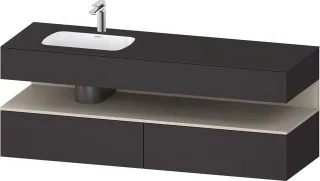 Duravit Qatego Einbauwaschtisch mit Konsolenwaschtischunterbau Graphit Supermatt 1600x500x600 mm - Q QA4795083800010