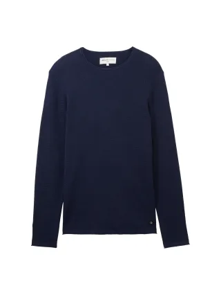 Denim Tom Tailor - Strukturierter Pullover sky captain blue non-solid - Gr. - XXL