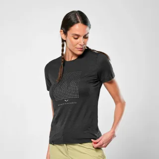 SALEWA - Eagle Dotted Mountain Trainer Merino T-Shirt Damen - Schwarz (Gr.36)
