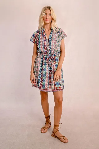 molly bracken - Kurzes Kleid blau/braun/rot - Gr. - S