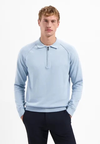 No Excess - Pullover Polo Half Zip Solid dusty blue - Gr. - M