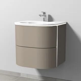 Sanipa 4balance Glas-Set mit 2 Auszügen und LED-Beleuchtung, Sandgrau-Matt, DL21167 DL21167