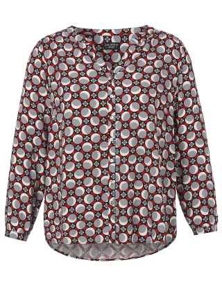 VIA APPIA DUE - Bluse V-Ausschnitt 1/1 Arm Druck rot multicolor - Gr. - 48