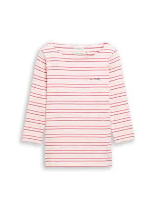 Tom Tailor - Langarmshirt mit Streifenmuster red stripe - Gr. - XXL