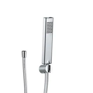 HSK Design-Handbrause Eckig inkl. Brauseschlauch, Silber mit Handbrausehalter Eckig, 1140080 1140080