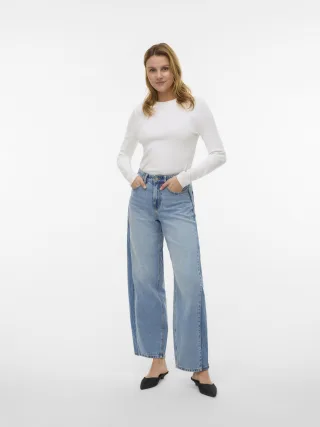 VERO MODA - VMZELDA HR BAREEL TWO TONED DNM JEANS medium blue denim - Gr. - 30/32