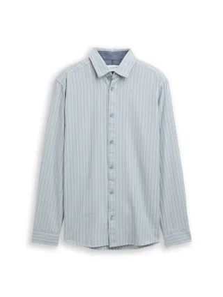 Tom Tailor - Regular Fit Flanell-Hemd mit Muster light blue fine stripe - Gr. - XXL