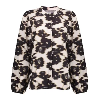 Geisha Fashion Women - Blouse flowers wool white/black - Gr. - XXL