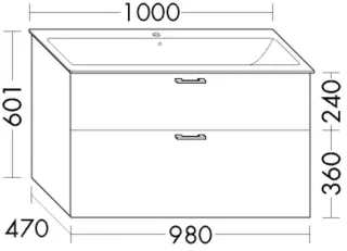 Burgbad Waschtischunterschrank Sys30 PG4 Sana 601x980x470 Salbeigrau Hochglanz, WWCR098F5968 WWCR098F5968