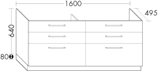 Burgbad Waschtischunterschrank Crono HGL 720x1600x495 Eiche Dark Chocolate, SEVK160F6068 SEVK160F6068