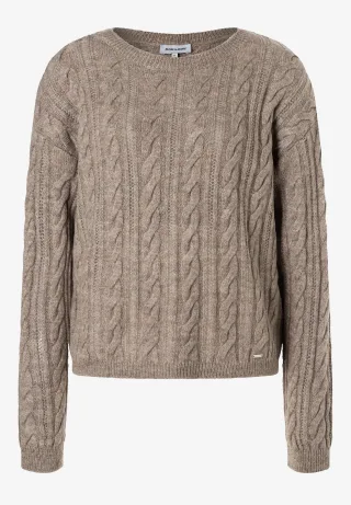 MORE & MORE - Zopfpullover braun - Gr. - 36