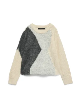 VERO MODA - VMKEISA LS O-NECK PULLOVER Birch - Gr. - XL