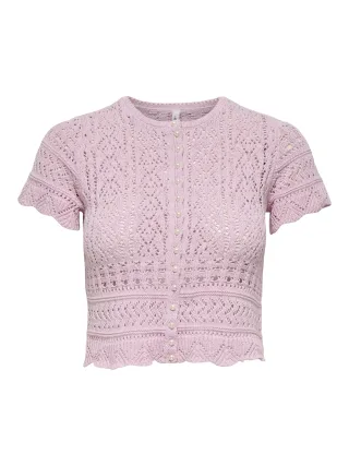 ONLY - ONLELKE LIFE SS PEARL CARDIGAN CC KNT Romance Rose - Gr. - XS