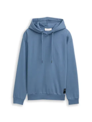 Denim Tom Tailor - Hoodie Sweatshirt mit Logo-Badge dusty denim blue - Gr. - XXL