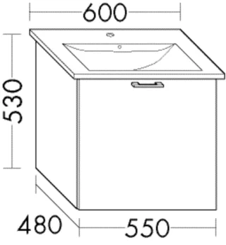 Burgbad Waschtischunterschrank Sys30 PG4 Sana 520x550x480 Grau Ultramatt, WVFS055F5770 WVFS055F5770