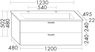 Burgbad Keramik Waschtisch-Set Sys30 PG2 Echo Leinengrau Hochglanz/Schwarz Matt, SFAT123F3162C0038 SFAT123F3162C0038